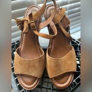 Cute Y2K Tan Leather Wedges